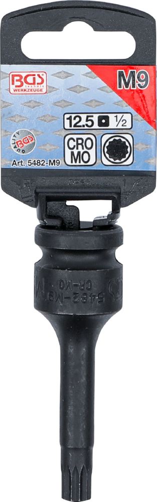 Produktbild Kraft Bit Innenvielzahn M9 Einsatz Länge 75 mm Antrieb Innenvierkant 12,5 mm  bild 2