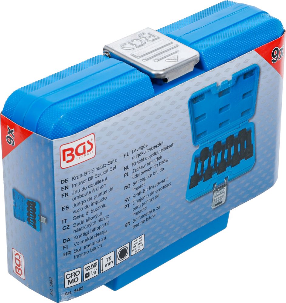 Produktbild Kraft Bit Einsatz Satz Innenvielzahn 9 teilig Antrieb Innenvierkant 12,5 mm bild 6