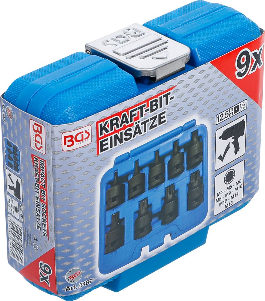 Produktbild Kraft Bit Einsatz Satz Innenvielzahn 9 teilig Antrieb Innenvierkant 12,5 mm bild 7