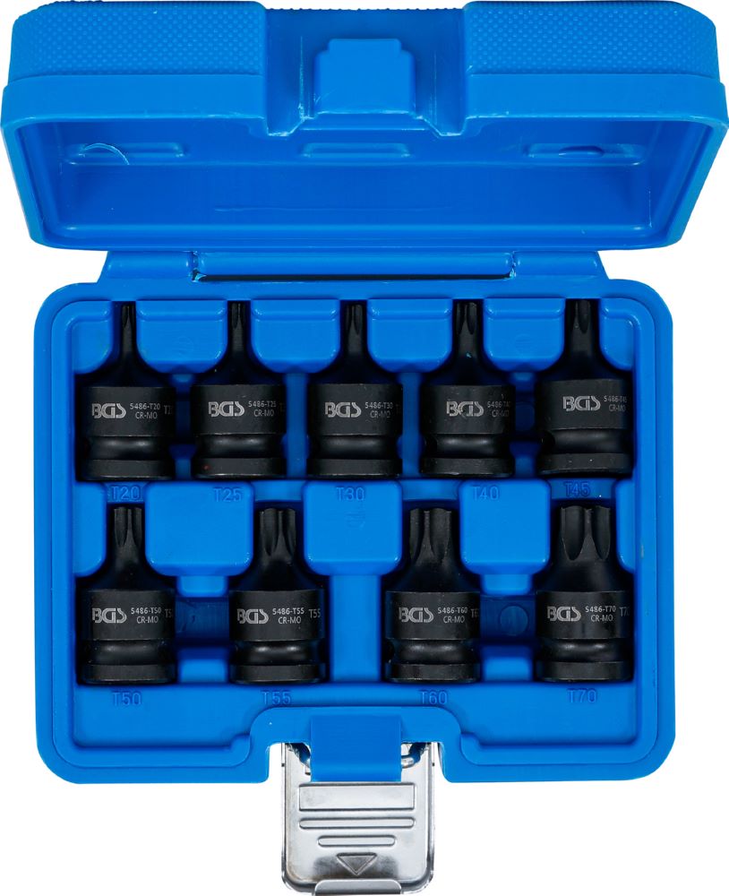 Produktbild Kraft Bit Einsatz Satz Antrieb Innenvierkant 1/2 Zoll Torx T20-T70 9 teilig bild 4