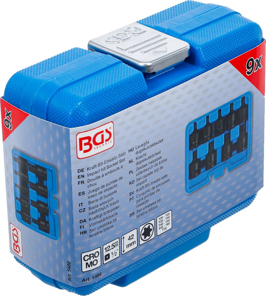 Produktbild Kraft Bit Einsatz Satz Antrieb Innenvierkant 1/2 Zoll Torx T20-T70 9 teilig bild 6