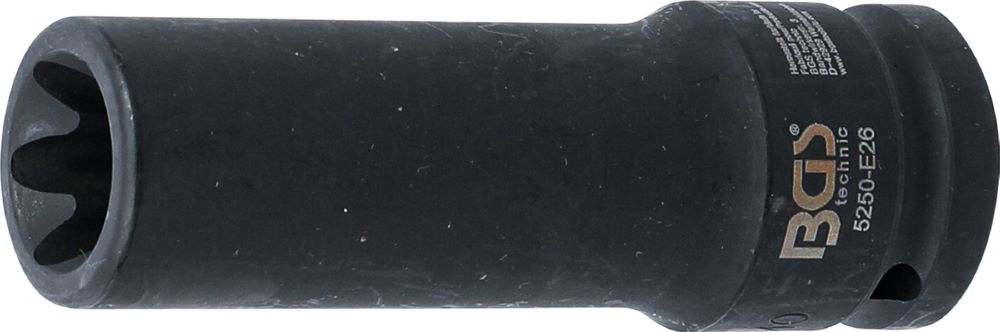 Produktbild BGS Kraft Steckschlüssel E26 Einsatz E-Profil tief Antrieb Innenvierkant 20 mm