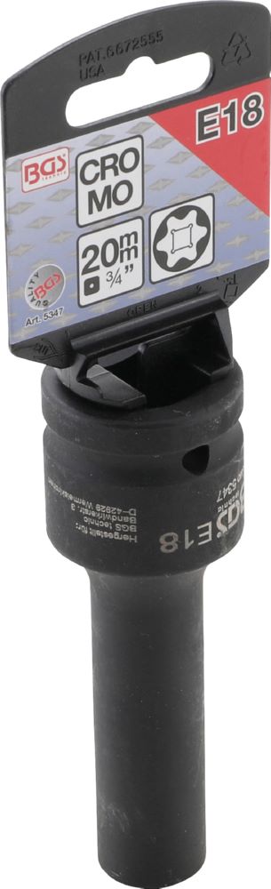 Produktbild BGS Kraft Steckschlüssel E18 Einsatz E-Profil tief Antrieb Innenvierkant 20 mm bild 2