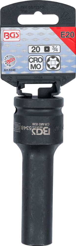 Produktbild BGS Kraft Steckschlüssel E20 Einsatz E-Profil tief Antrieb Innenvierkant 20 mm bild 4