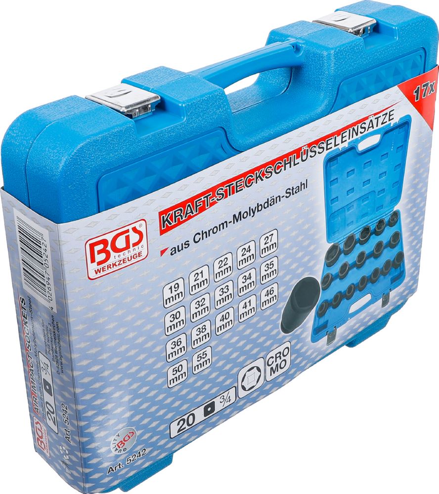 Produktbild Kraft Steckschlüssel 19 - 55 mm Einsatz Satz Antrieb Innenvierkant 20 mm bild 7