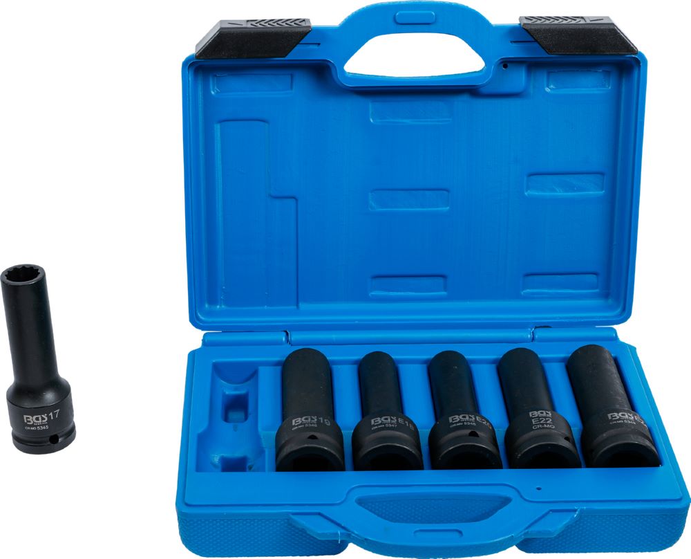 Produktbild BGS Kraft Steckschlüssel Einsatz Satz E-Profil Zwölfkant 3/4 Zoll 6 teilig
