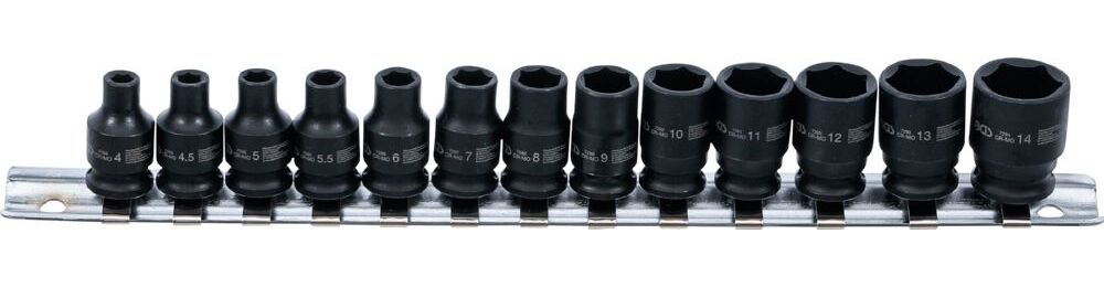 Produktbild BGS Kraft Steckschlüssel Einsatz Satz Sechskant Innenvierkant 1/4 Zoll 4-14 mm