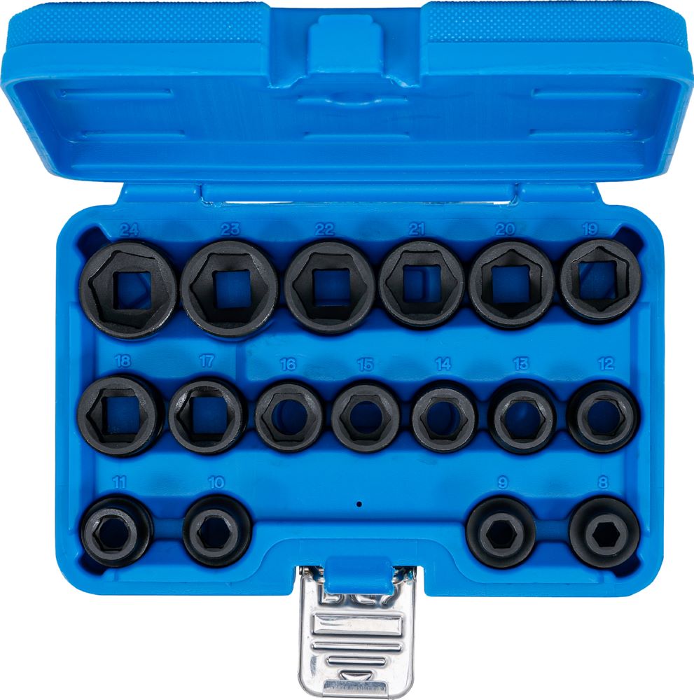 Produktbild Kraft Steckschlüssel Einsatz Satz Sechskant extra flach 17 teilig 1/2 Zoll bild 4