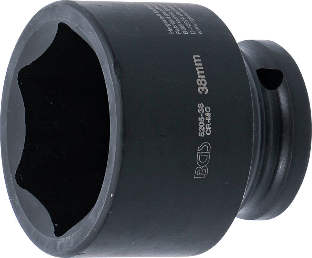 Produktbild BGS Kraft Steckschlüssel 38 mm Einsatz Sechskant Antrieb Innenvierkant 12,5 1/2 Zoll
