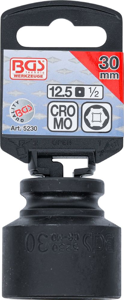 Produktbild BGS Kraft Steckschlüssel 30 mm Einsatz Sechskant Antrieb Innenvierkant 12,5 mm bild 3