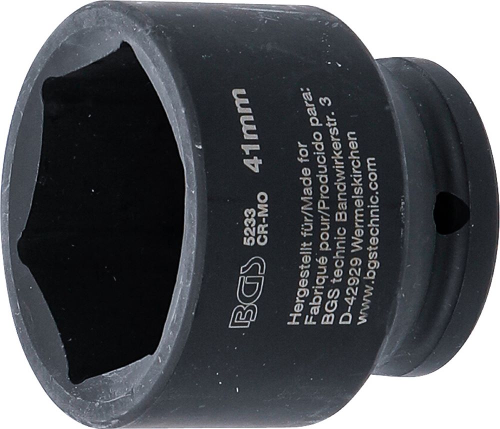 Produktbild BGS Kraft Steckschlüssel 41 mm Einsatz Sechskant Antrieb Innenvierkant 12,5 mm
