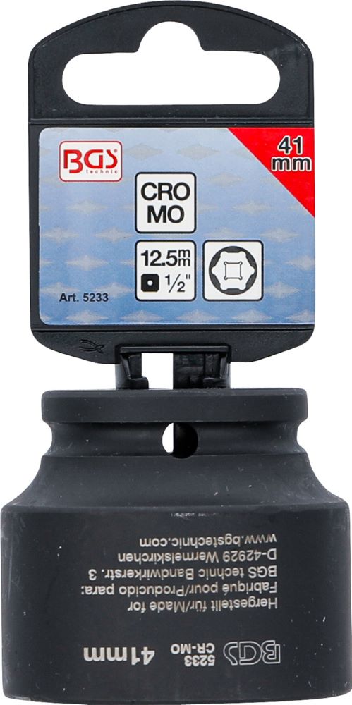 Produktbild BGS Kraft Steckschlüssel 41 mm Einsatz Sechskant Antrieb Innenvierkant 12,5 mm bild 4