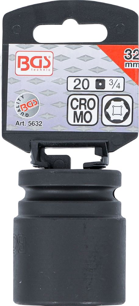 Produktbild BGS Kraft Steckschlüssel 32 mm Einsatz Sechskant Antrieb Innenvierkant 20 mm bild 3