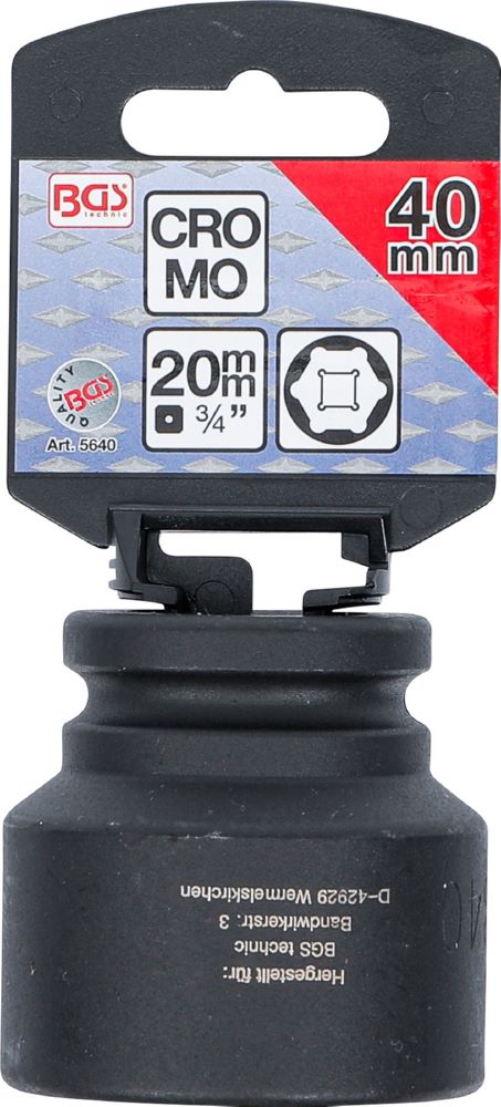 Produktbild BGS Kraft Steckschlüssel 40 mm Einsatz Sechskant Antrieb Innenvierkant 20 mm bild 3
