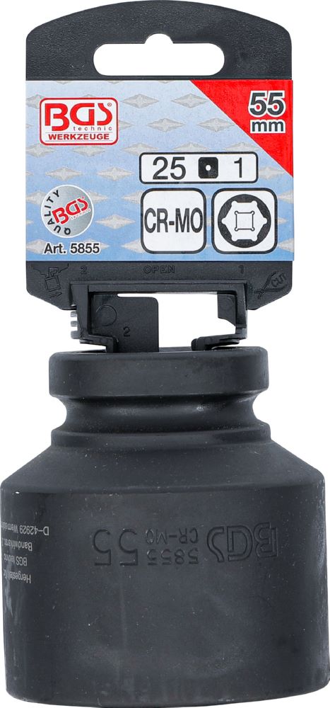 Produktbild BGS Kraft Steckschlüssel 55 mm Einsatz Sechskant Antrieb Innenvierkant 25 mm bild 3