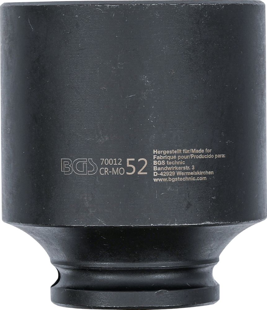 Produktbild BGS Kraft Steckschlüssel 52 mm Einsatz Sechskant Antrieb Innenvierkant 12,5 1/2 Zoll bild 3