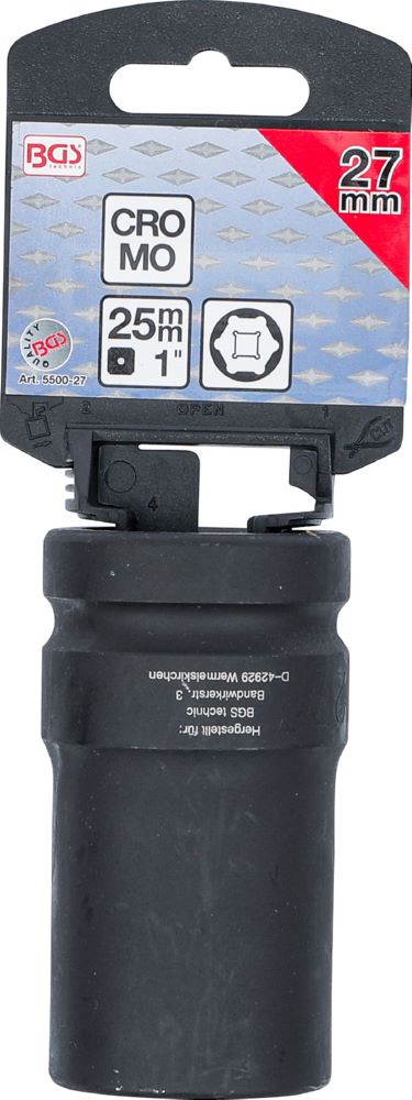 Produktbild Kraft Steckschlüssel 27 mm Einsatz Sechskant tief Antrieb Innenvierkant 25 mm bild 3