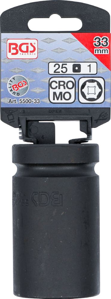 Produktbild Kraft Steckschlüssel 33 mm Einsatz Sechskant tief Antrieb Innenvierkant 25 mm bild 3