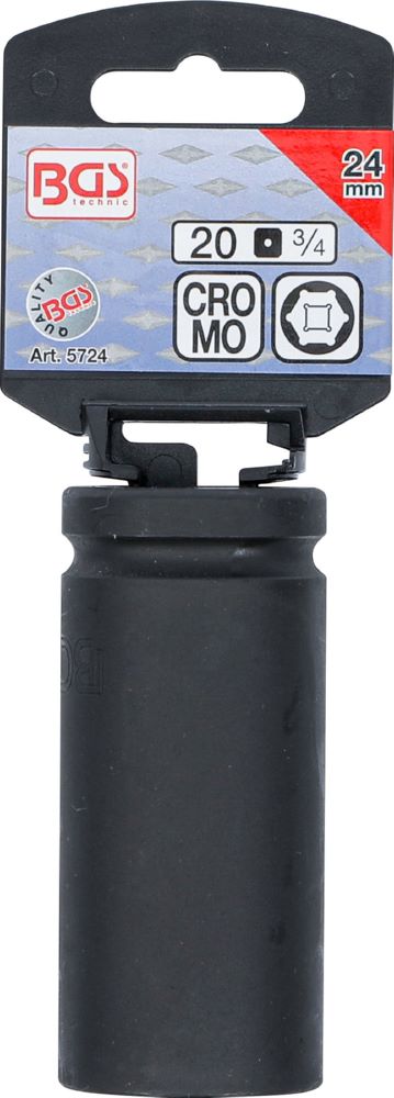 Produktbild Kraft Steckschlüssel 24 mm Einsatz Sechskant tief Antrieb Innenvierkant 20 mm bild 3