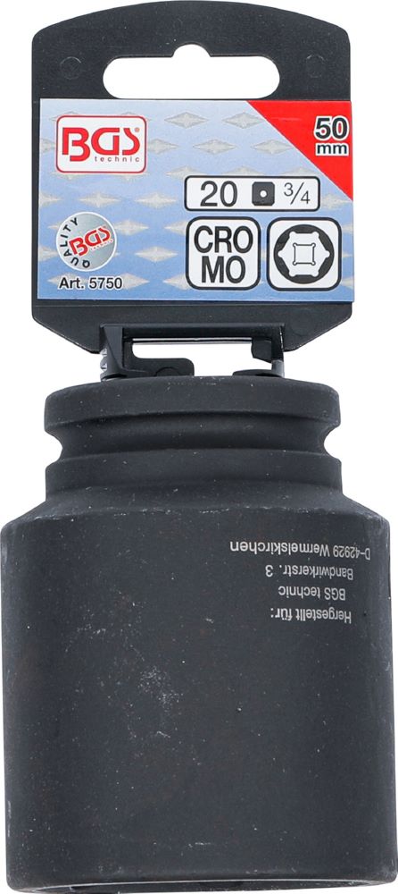 Produktbild Kraft Steckschlüssel 50 mm Einsatz Sechskant tief Antrieb Innenvierkant 20 mm bild 3