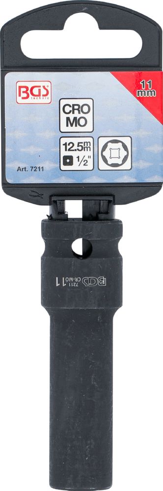 Produktbild BGS Kraft Steckschlüssel 11 mm Einsatz Sechskant tief Antrieb Innenvierkant 12,5 mm bild 4