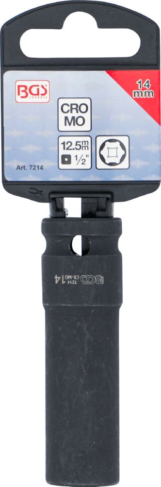 Produktbild BGS Kraft Steckschlüssel 14 mm Einsatz Sechskant tief Antrieb Innenvierkant 12,5 mm bild 4