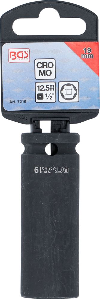 Produktbild BGS Kraft Steckschlüssel 19 mm Einsatz Sechskant tief Antrieb Innenvierkant 12,5 mm bild 4