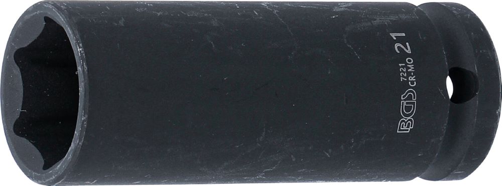 Produktbild BGS Kraft Steckschlüssel 21 mm Einsatz Sechskant tief Antrieb Innenvierkant 12,5 mm