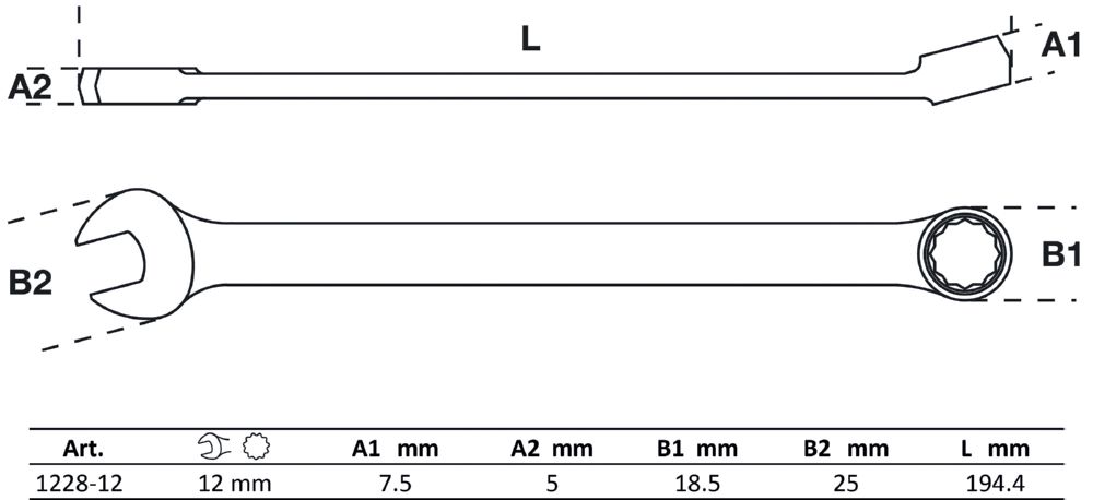 Produktbild BGS Maul Ringschlüssel extra lang 12 mm bild 2