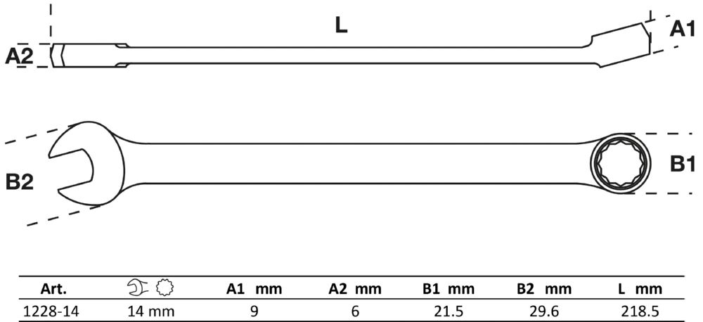 Produktbild BGS Maul Ringschlüssel extra lang 14 mm bild 2