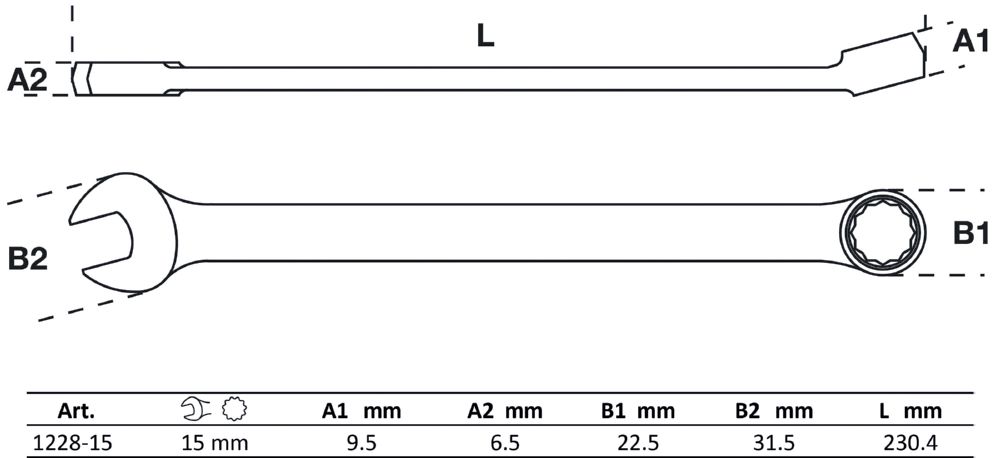Produktbild BGS Maul Ringschlüssel extra lang 15 mm bild 2
