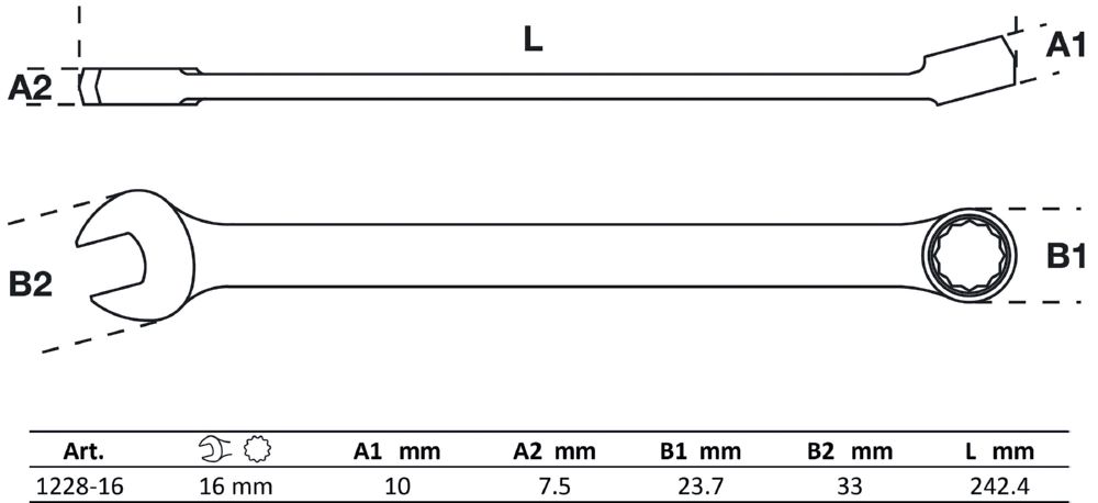 Produktbild BGS Maul Ringschlüssel extra lang 16 mm bild 2