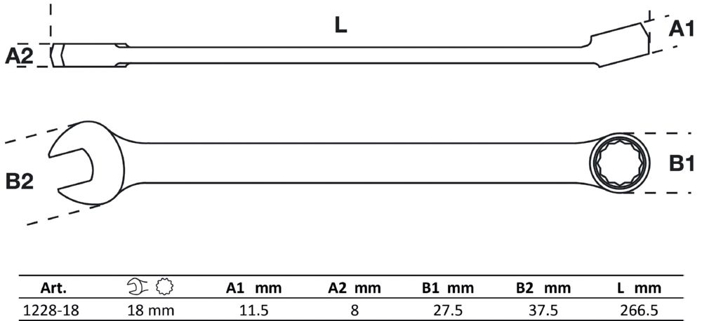 Produktbild BGS Maul Ringschlüssel extra lang 18 mm bild 2