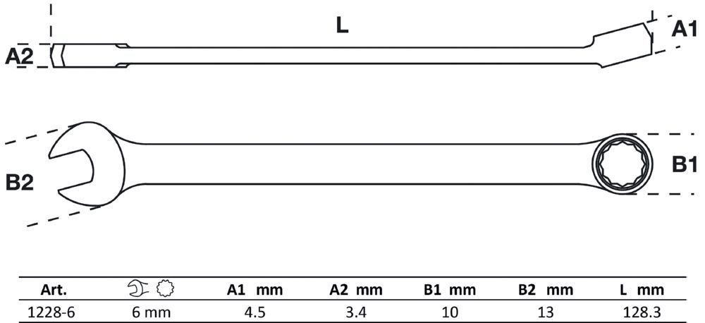 Produktbild BGS Maul Ringschlüssel extra lang 6 mm bild 2