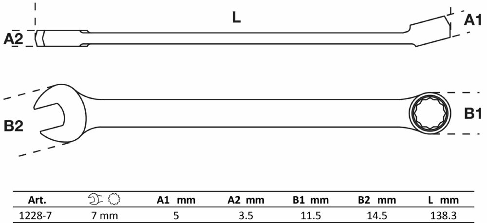 Produktbild BGS Maul Ringschlüssel extra lang 7 mm bild 2