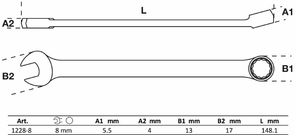 Produktbild BGS Maul Ringschlüssel extra lang 8 mm bild 2