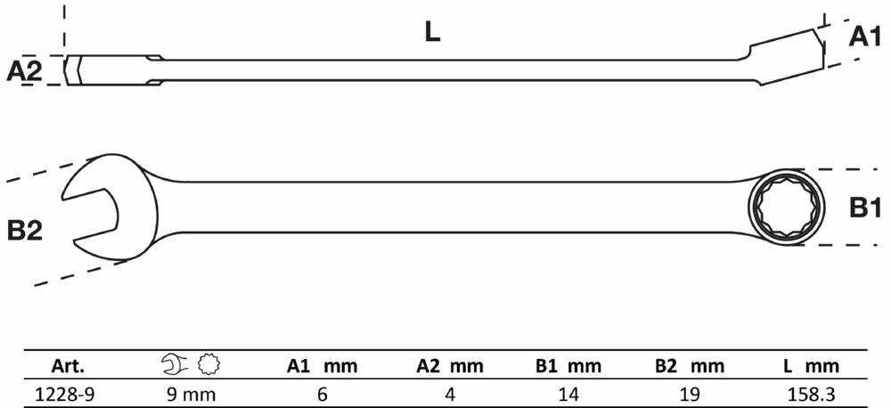 Produktbild BGS Maul Ringschlüssel extra lang 9 mm bild 2