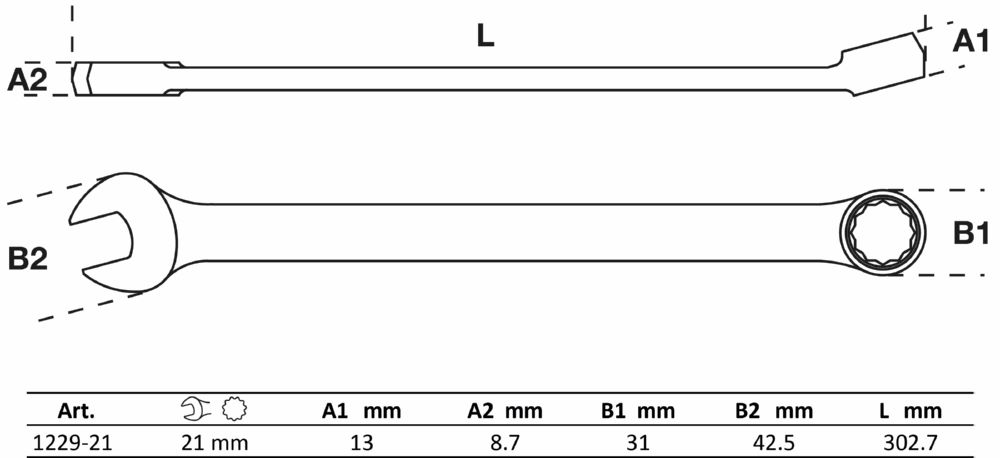 Produktbild BGS Maul Ringschlüssel extra lang 21 mm bild 4