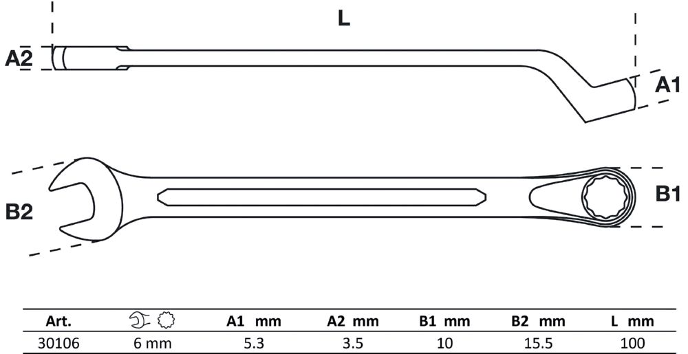 Produktbild BGS Maul Ringschlüssel gekröpft 6 mm bild 2