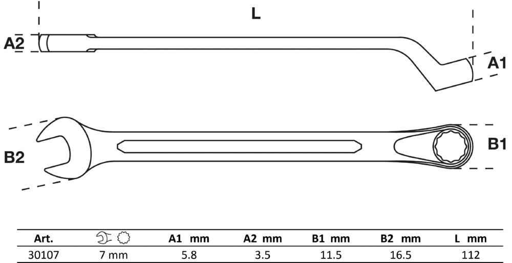Produktbild BGS Maul Ringschlüssel gekröpft 7 mm bild 2