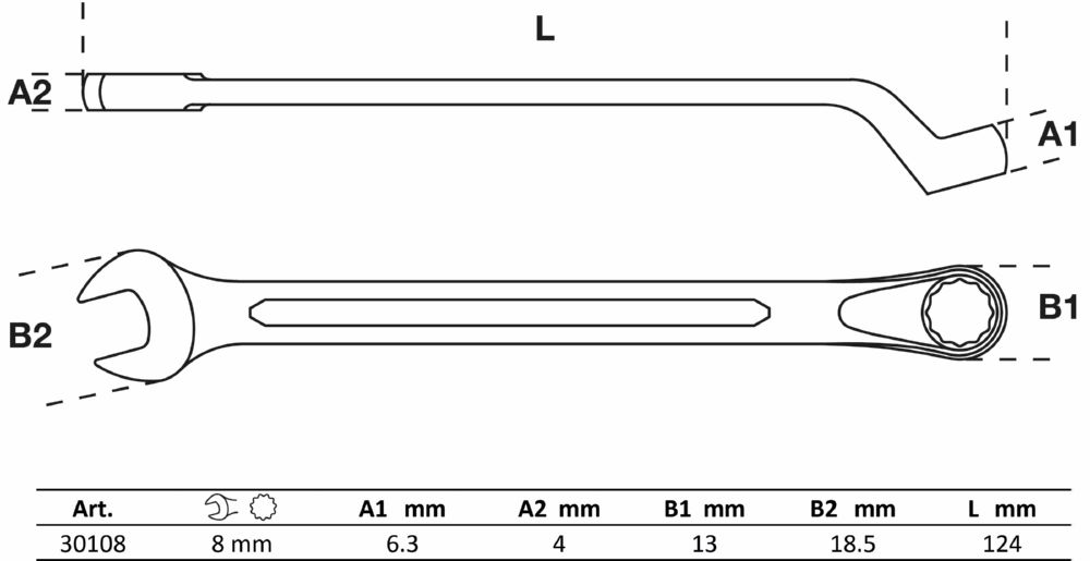 Produktbild BGS Maul Ringschlüssel gekröpft 8 mm bild 2