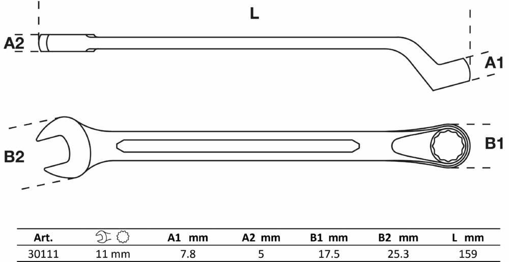 Produktbild BGS Maul Ringschlüssel gekröpft 11 mm bild 2