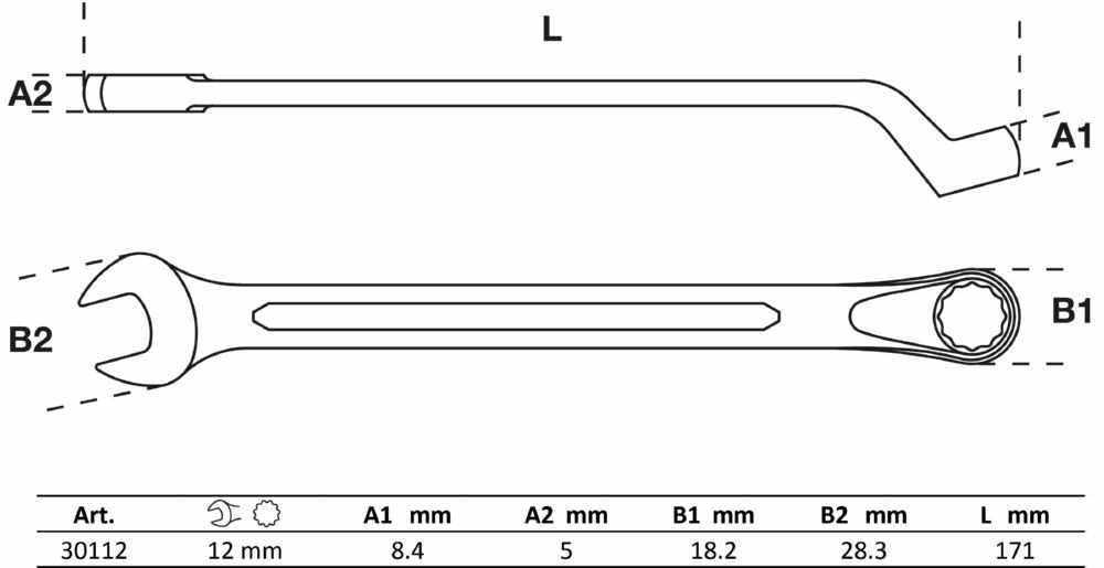 Produktbild BGS Maul Ringschlüssel gekröpft 12 mm bild 2
