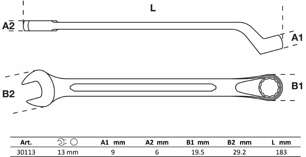 Produktbild BGS Maul Ringschlüssel gekröpft 13 mm bild 2