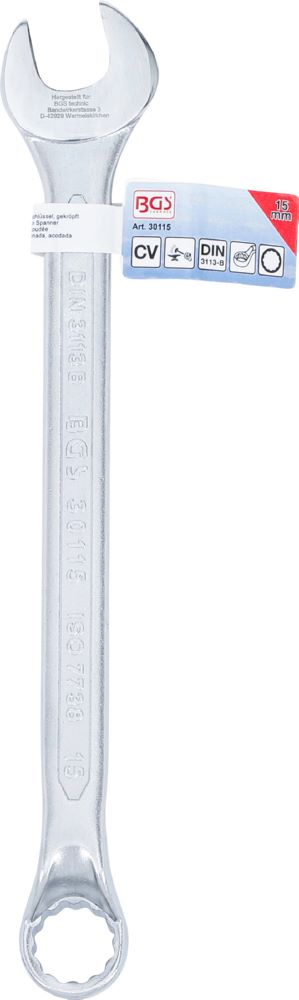 Produktbild BGS Maul Ringschlüssel gekröpft 15 mm bild 5