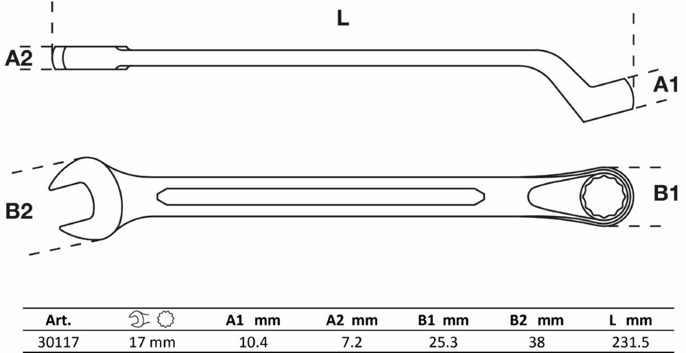 Produktbild BGS Maul Ringschlüssel gekröpft 17 mm bild 2