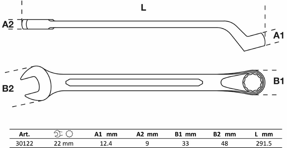 Produktbild BGS Maul Ringschlüssel gekröpft 22 mm bild 2