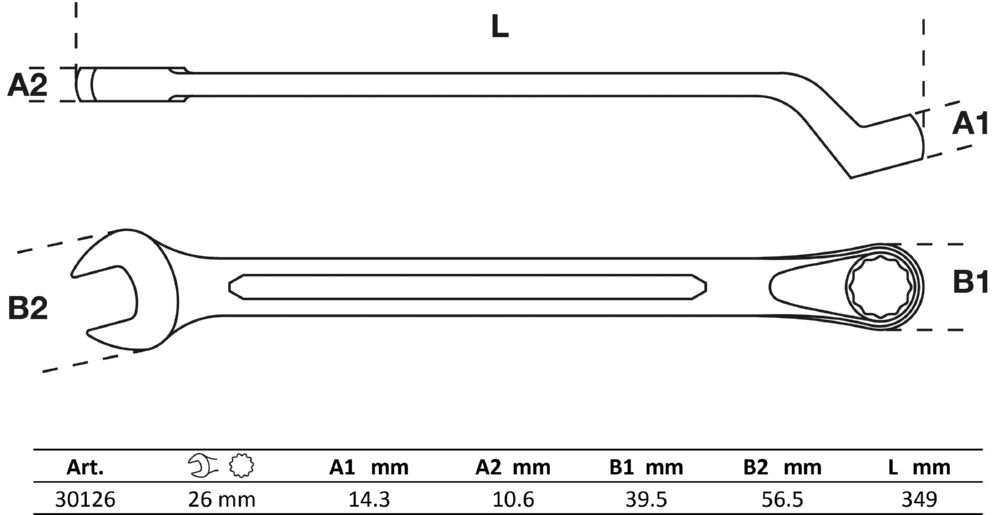 Produktbild BGS Maul Ringschlüssel gekröpft 26 mm bild 2