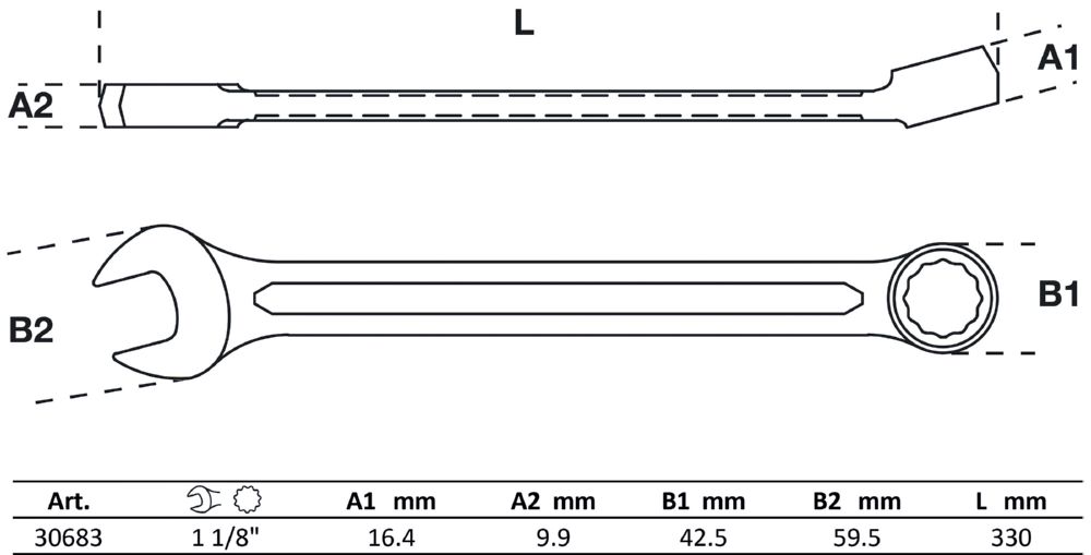 Produktbild BGS Maul Ringschlüssel SAE 1.1/8 Zoll bild 2