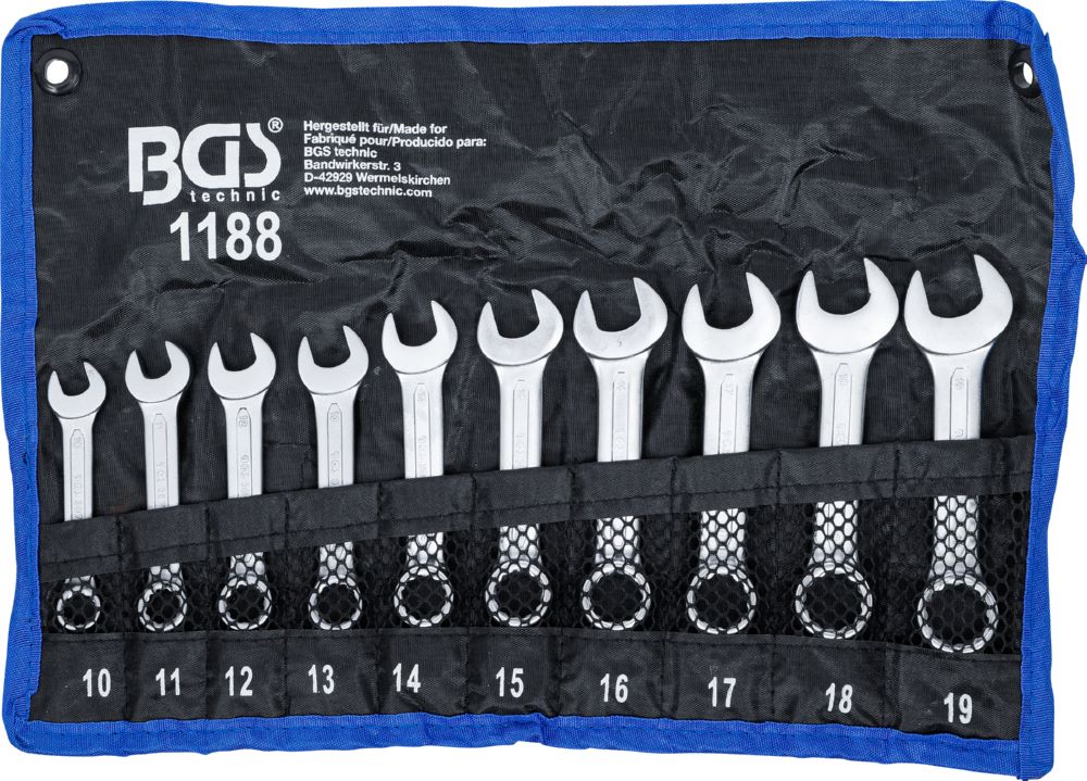 Produktbild BGS Maul Ringschlüssel Satz 10-19 mm extra kurz 10 teilig bild 5
